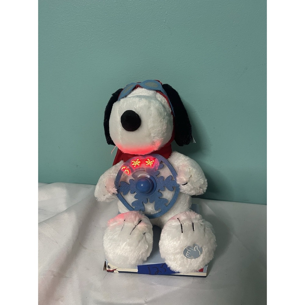 Peanuts Animated Musical Aviator Snoopy Lights Up Propeller & Plays Linus & Lucy